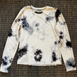Zara Black and White Tie-Dye Long Sleeve Sheer Tee